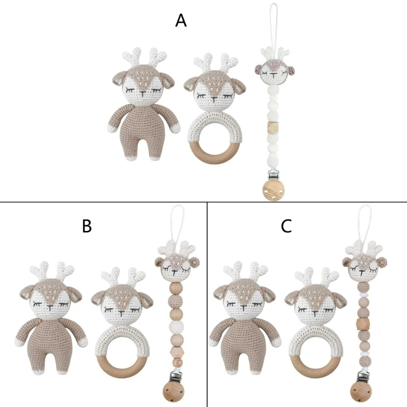 Set catenelle per ciuccio da 3 pezzi/set Bracciale per dentizione masticabile Catena per succhietto per ragazzo ragazza