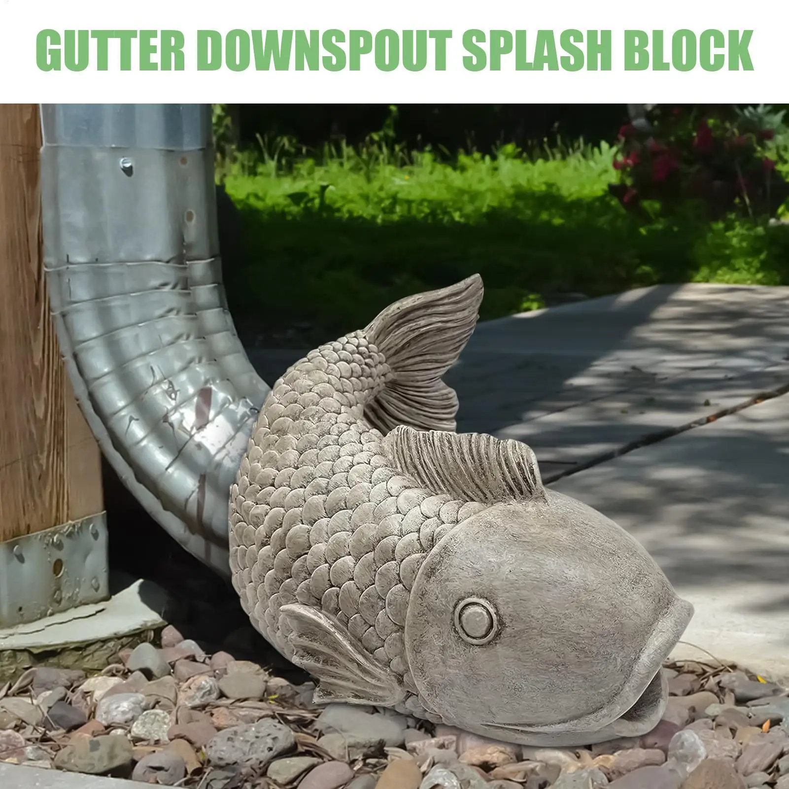 Rain Diverter Gutter Extension Downspout In Fish Shape Dynamic Water Flow Block Sculpture Extension For Residential Yard Garden