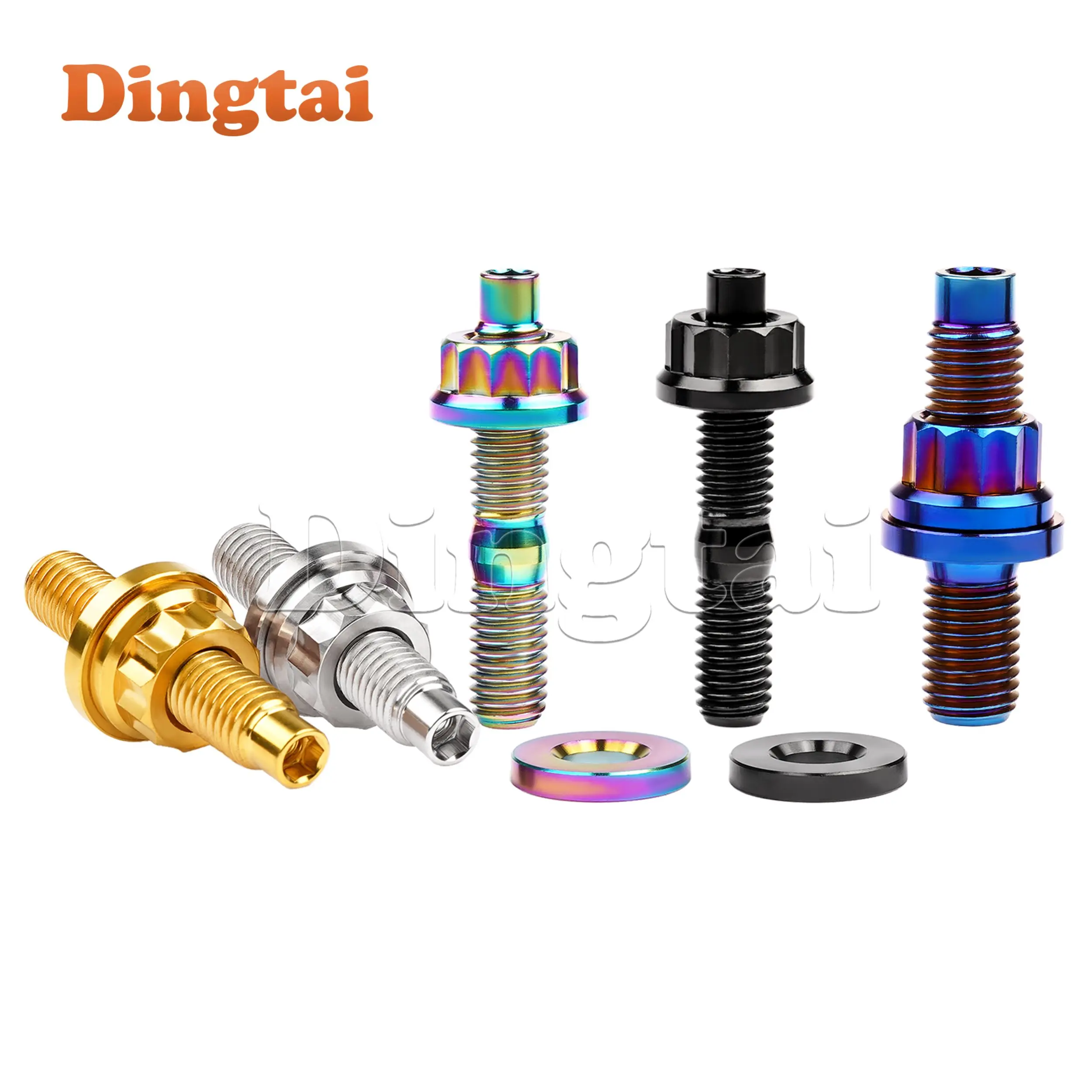 Dingtai parafuso de titânio 2/6/10 peças m8x45/55/65 m10x45/55mm liga coletor de escape automotivo parafusos porcas arruelas kit conjunto