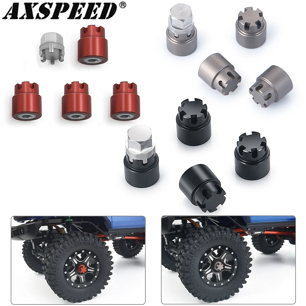 AXSPEED 4PCS M2 dadi ruota tappo mozzi di bloccaggio inserto esagonale dado di bloccaggio per 1/24 Axial SCX24 catenaccio Jeep Gladiator Ford Bronco Parts