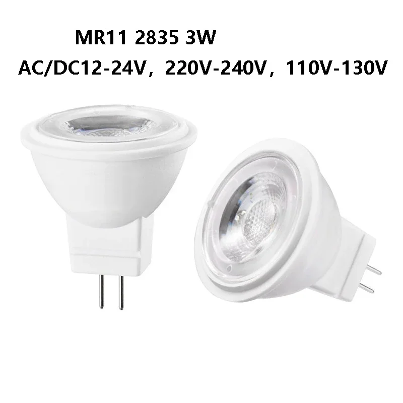 

Комплект из 4 светодиодных ламп MR11 (3 Вт, COB) для точечных светильников, ACDC12V-24V, AC110V-220V, замена галогенных ламп 30 Вт для люстр, 3000K, 6000K, 6500K