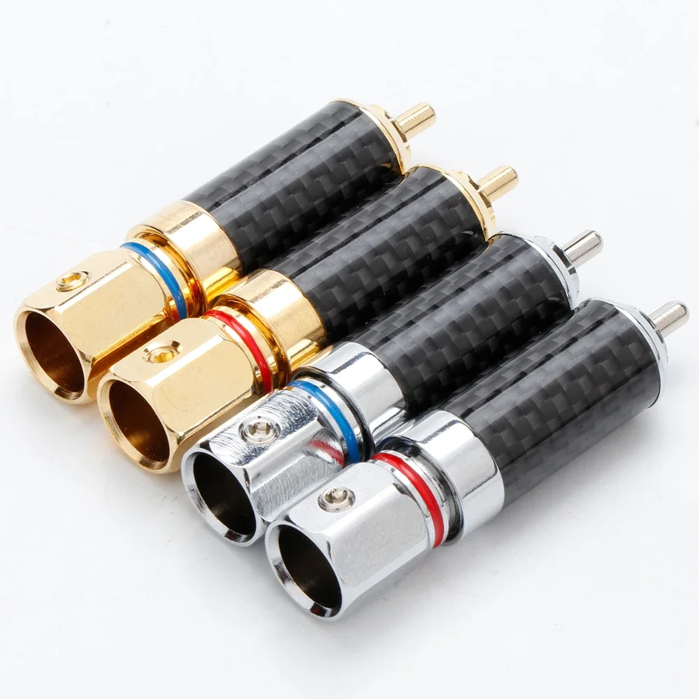 

HIFI Audio RCA Plug Carbon Fiber RCA Plug Need solder 10mm Connector Hifi Auido Cable Plug