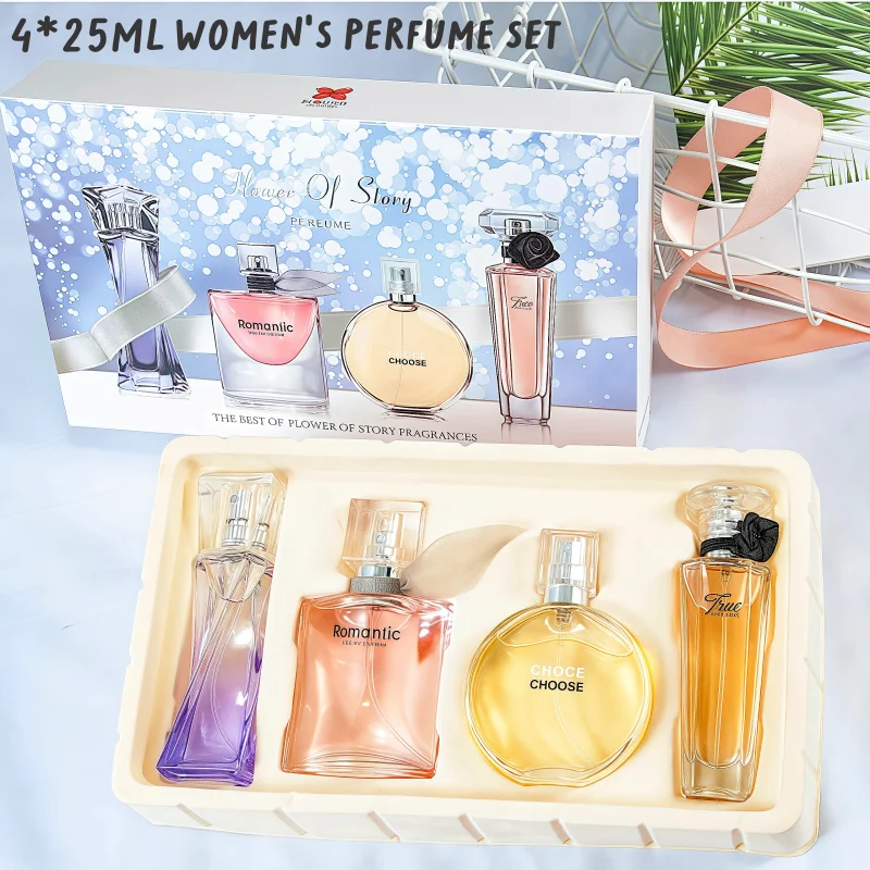 

4*25ML High-quality Women's Perfume Brand Pheromone De Mujer Gift Box 4-piece Set Floral Fresh and Natural Women's Perfume