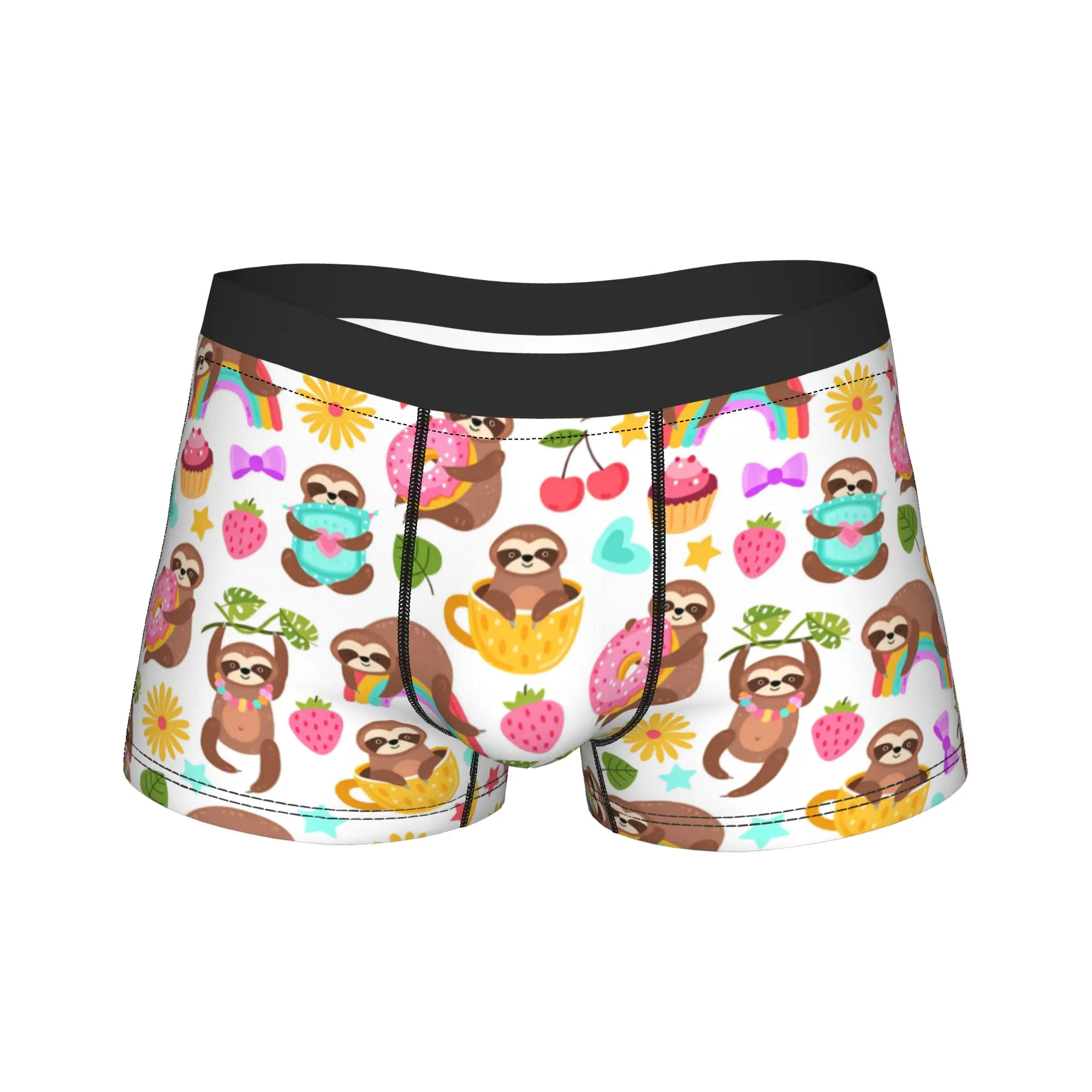 Cute Cartoon Sloth Underwear  Men Underpants Custom DIY Sexy Soft Trunk Quality Boxer Brief Plus Size