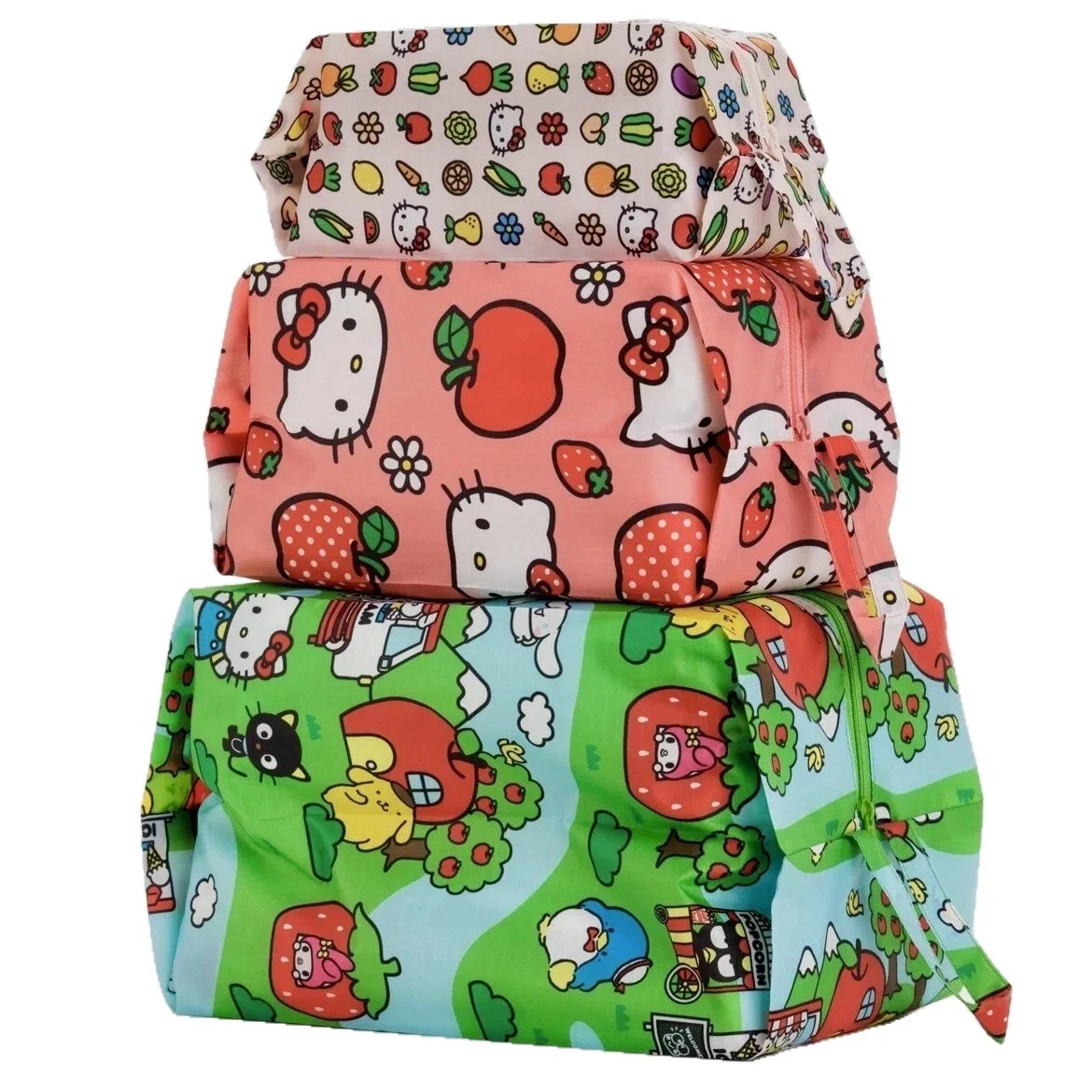Conjunto de Três Peças de Bolsas Organizadoras de Viagem Hello Kitty: Organizador Portátil de Roupas, Roupas Íntimas e Meias para Viagem e Casa