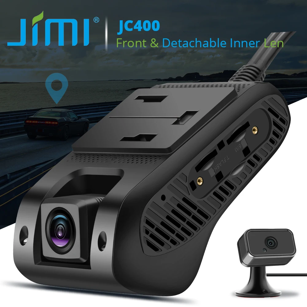 Jimi JC400 4G Dual Dash Cam, Driving Recorder for Dashcam, Car DVR with Live Stream, WiFi Hotspot, GPS Tracking, Vehicle Cameras