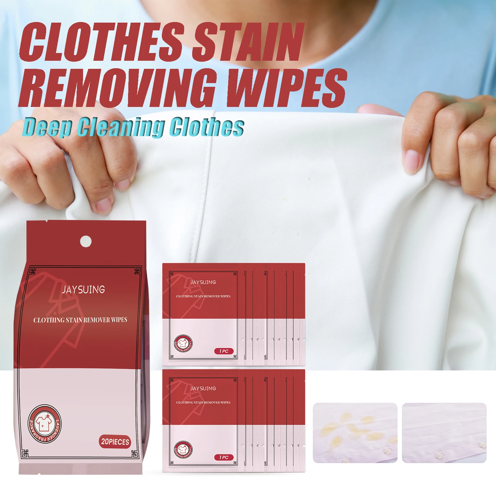 Toallitas Quitamanchas Jaysuing para Ropa, Limpieza Profunda, Eliminación Efectiva de Manchas, Protección del Color