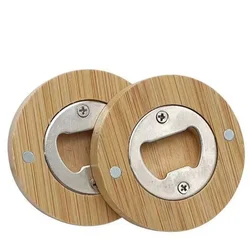 1/5/10/30Pcs Beer Bottle Opener Portable Round Shape Bamboo Opener Fridge Magnet Bar Beverages Gadgets Wedding Home Party Tools