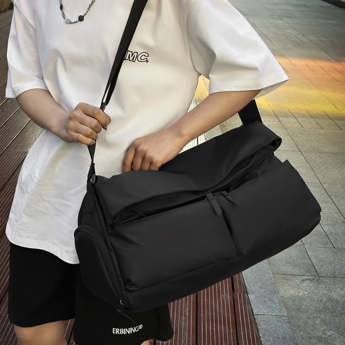 

Новая мужская сумка большой вместимости, деловая повседневная мужская сумка через плечо, водонепроницаемая и износостойкая, с несколькими карманами, брюки, деловой рюкзак для поездки, йоги на открытом воздухе