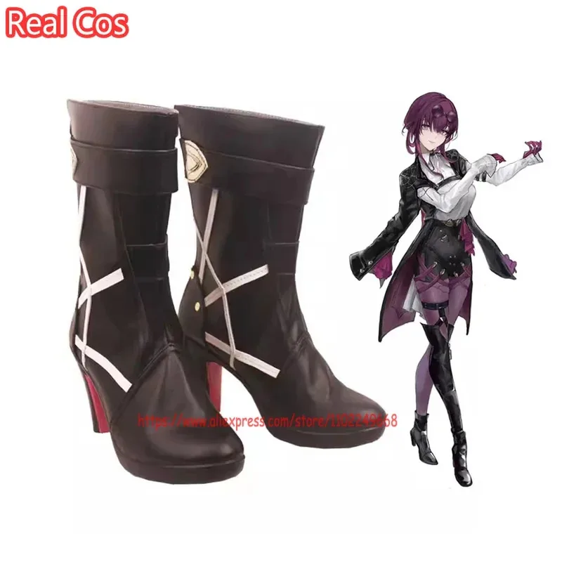 

RealCos Game Kafka Cosplay Shoes Anime Honkai: Star Rail Role Play Boots Halloween Christmas Women Girls PU Leather High Heels