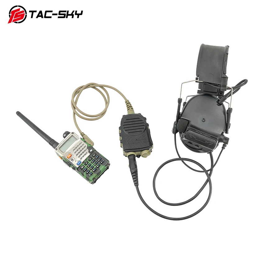 TS TAC-SKY Hand Microphone 7.00mm Plug Adapter Compatible COMTAC/SORDIN Tactical Headset With Ken Plug for Baofeng Walkie Talkie