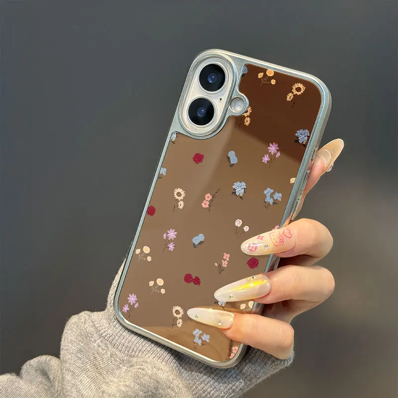 Ins الأزهار يطبع جراب هاتف آيفون 11/12/13/14/15/16/17 برو ماكس الهواء زائد الايبوكسي جراب هاتف بولي TPU مكافحة الإفلات