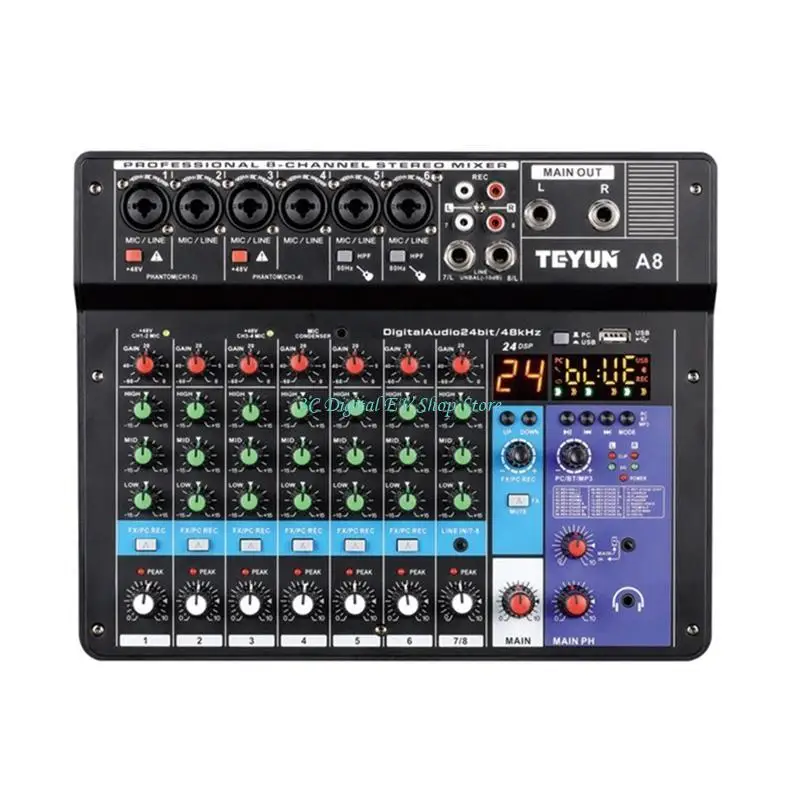 

E74D Professional Mixer Adjust Stereo Sound Card Board Mixing Console