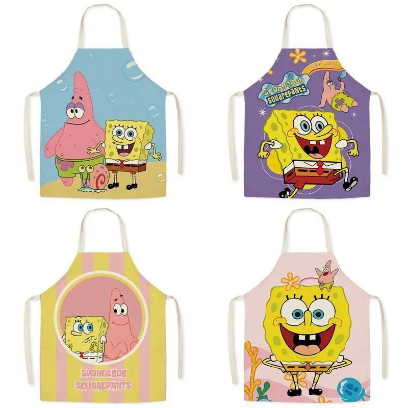 SpongeBob Patrick Star Kitchen Apron Waterproof BBQ Bib for Kids Adult Fashion Waist Baking Hand-wiping Household Cooking Apron