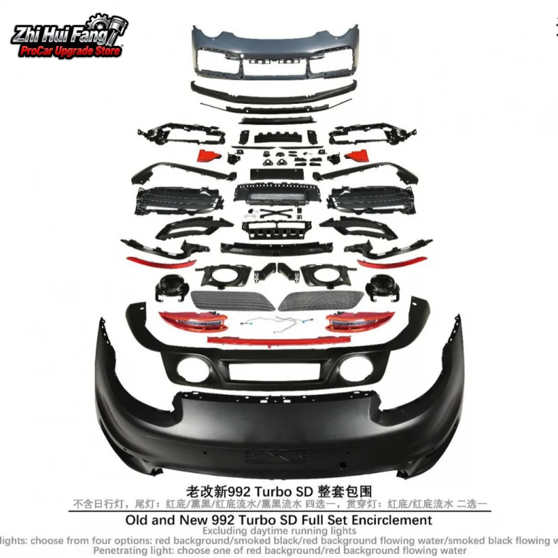 Suitable for 12-19 Porsche 911 991 Old to New 992 Turbo SD Full Body Kit Excluding Daytime Running Lights