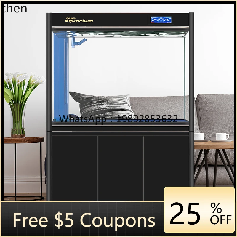 

aquarium large and medium-sized ultra-white glass no-change underwater filtration living room goldfish tank