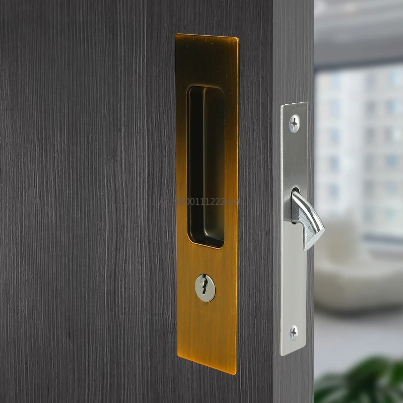 슬라이딩 도어 잠금장치 블랙 실내 발코니 주방 손잡이 욕실용 키 포함 이동식 슬라이딩 도어 훅