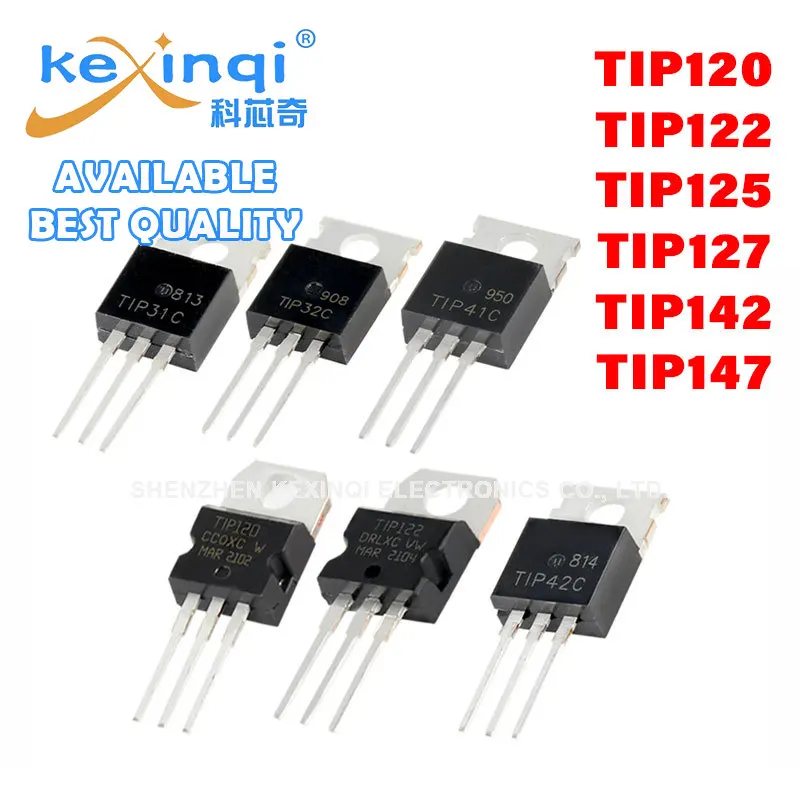 10pcs New Original TIP120 TIP122 TIP125 TIP127 TIP142 TIP147 Darlington Complementary Silicon Power Transistor Triode DIP TO-220