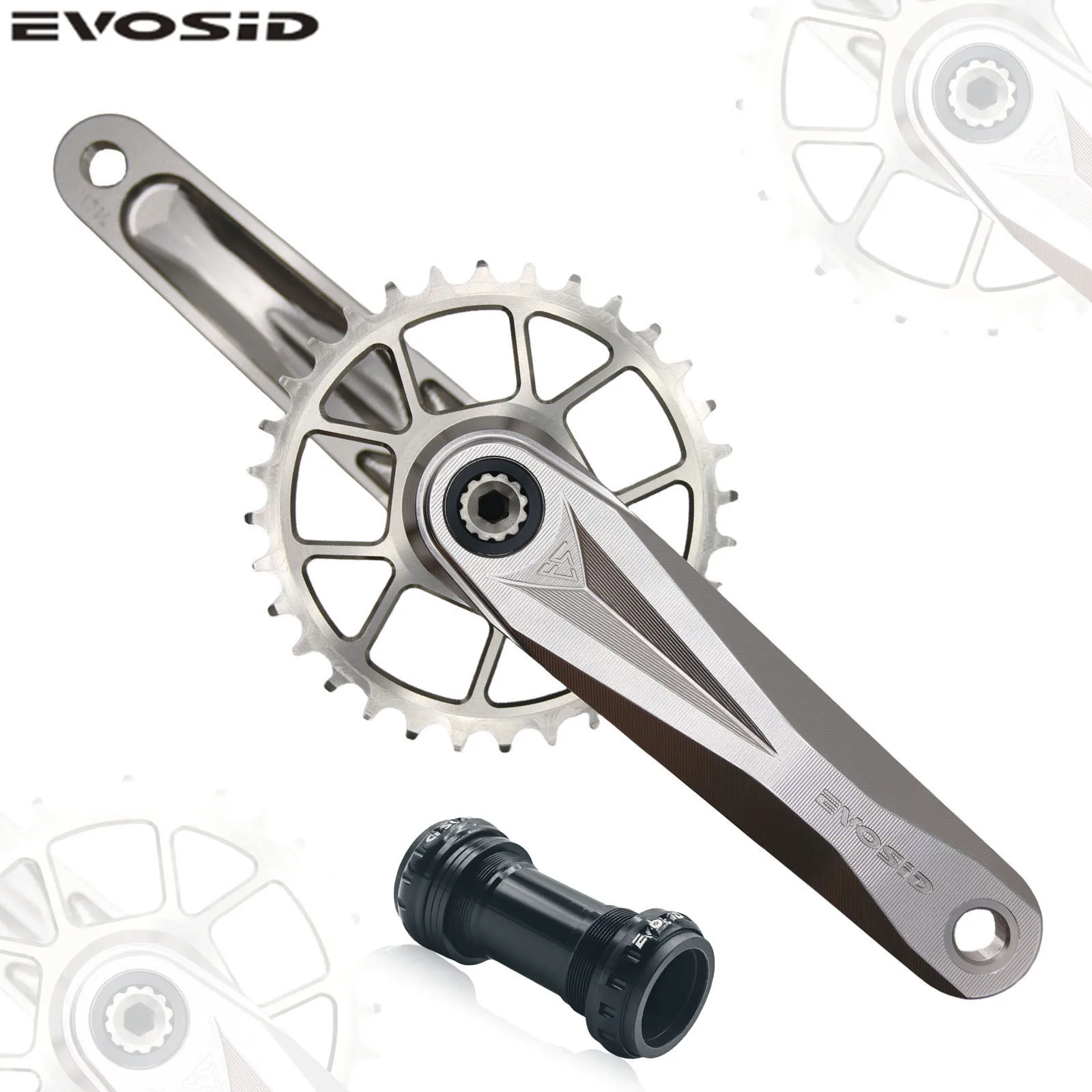 EVOSID Mountain Bike Aluminum Alloy Crank High-strength Crank Hollowed Back For Weight Reduction