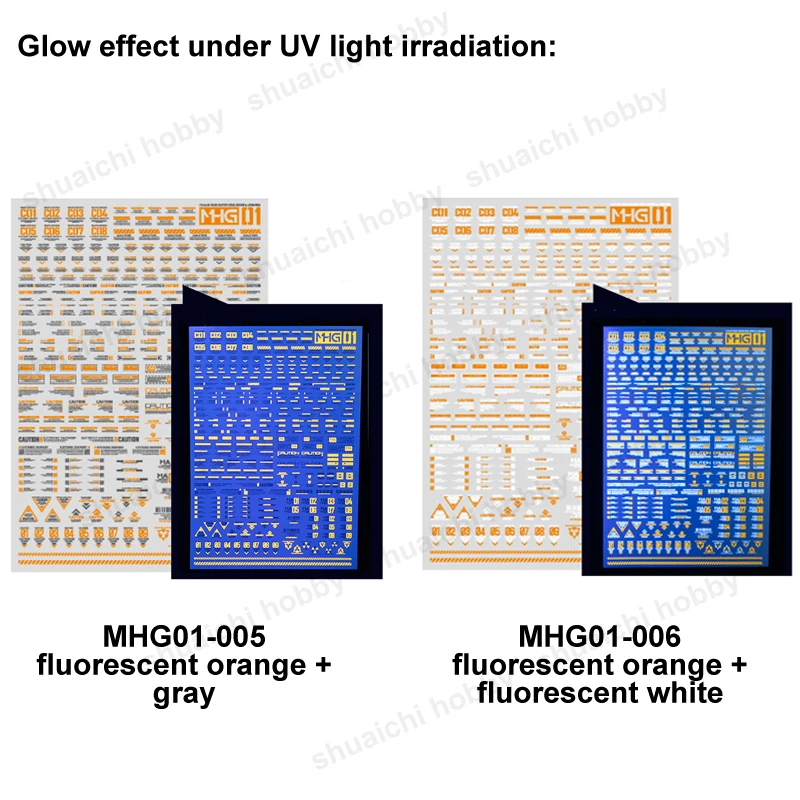 Autocollant d'eau de marque d'avertissement universelle, 1 pièce, pour modèle à l'échelle 1/100 1/144, décalcomanies de glissière d'eau, Version fluorescente, autocollant décoratif DIY