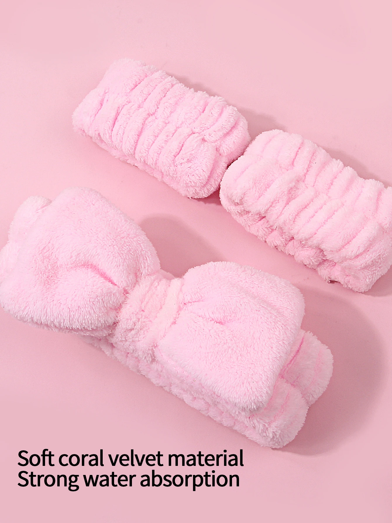 3/6-teiliges Set aus Plüsch-Haarband/Handgelenksband mit Schleife, feuchtigkeitsbeständiges Haarband für Make-up/Toilettenartikel für Männer und Frauen – Detail 3