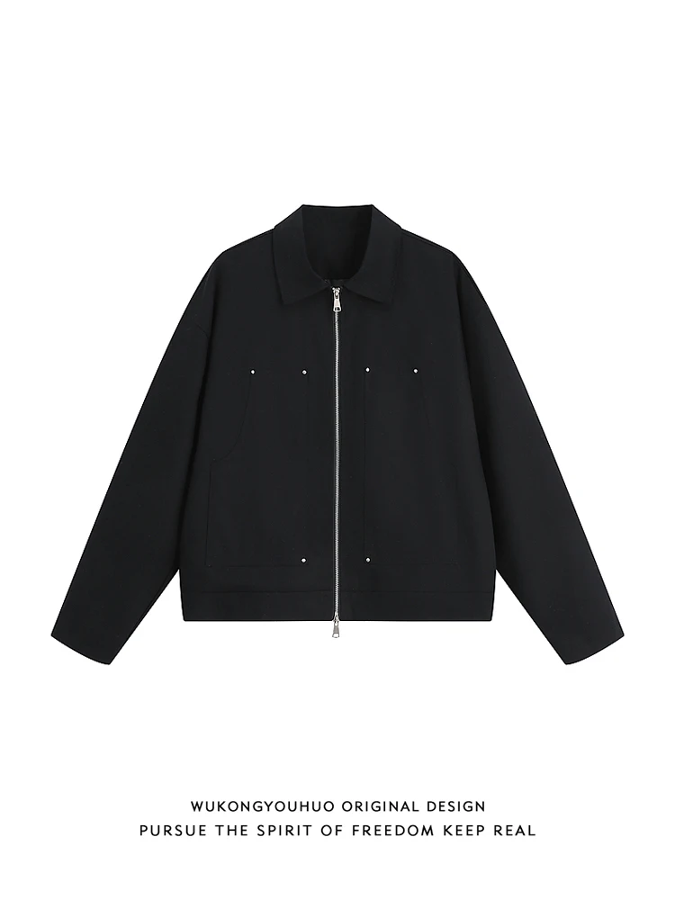 

Мужская рабочая куртка из чистого хлопка на молнии, базовая осенняя верхняя одежда в стиле Detroit Sle Commuter, свободный крой Cleanfit American Sle