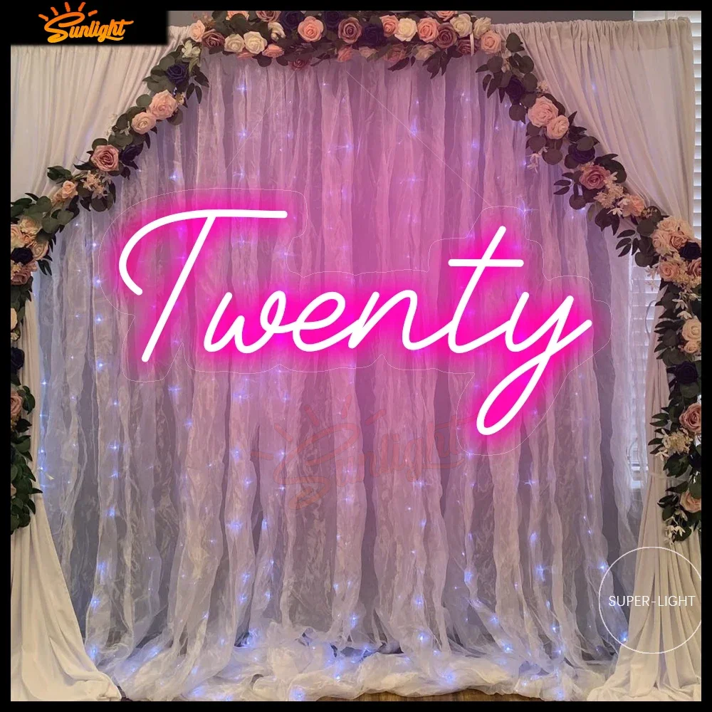 

Twenty 20th Birthday Neon Sign,Custom Party Decor,Handmade Party Neon Decor Art,Birthday Light Sign,Personalized Birthday Gift