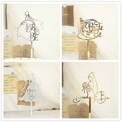 New Cartoon Acrylic Bride-to-be Cake Topper Gold Bride To Be Theme Hen Party Cake Topper Gift for Wedding Eve Dessert Decoration