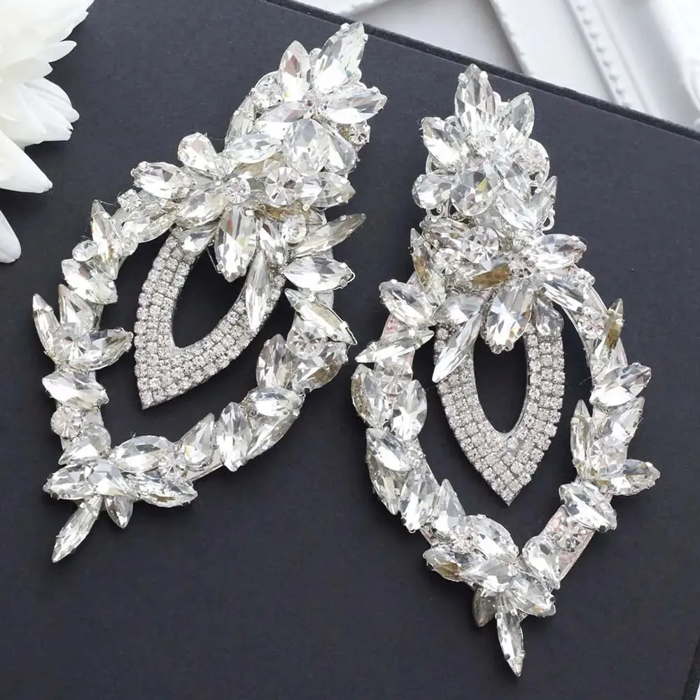 Stonefans Geometric Decoration Earrings for Women Fashion Rhinestone Ear Piercing Accessories Female Wedding Earring Dress Gifts