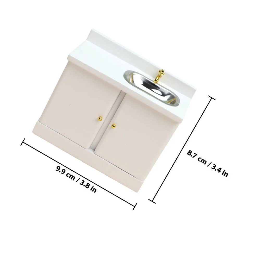 Houten Mini Aanrecht Kast 1:12 Schaal voor Mini Huis Decoratie Desktop Versiering Fotografie Prop Realistisch Ontwerp