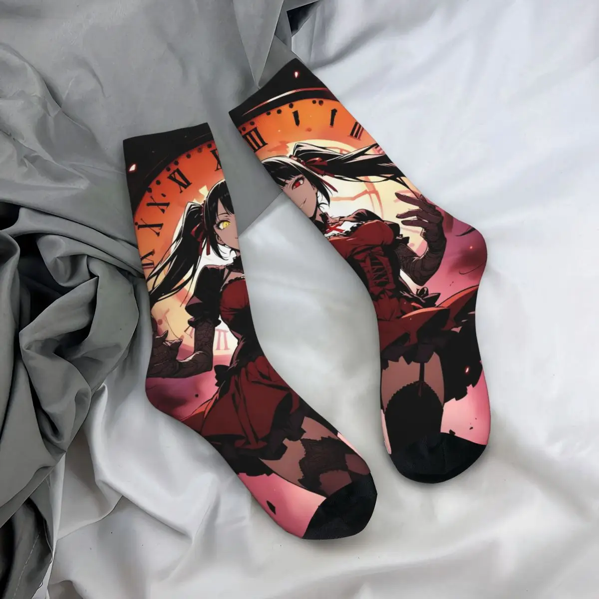 

All Seasons Crew Stockings Tokisaki Kurumi Date A Live Anime Socks Funny Long Socks for Men Women Valentine's Day Gifts