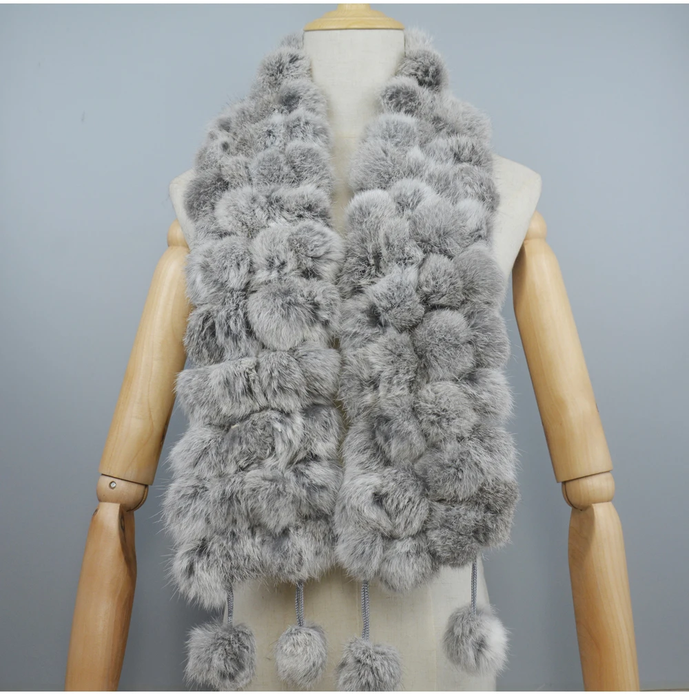 New Women Natural Real Rabbit Fur Scarf Winter Warm Rabbit Fur Neckerchief Lady Real Rabbit Fur Ring Scarves Wholesale Retail