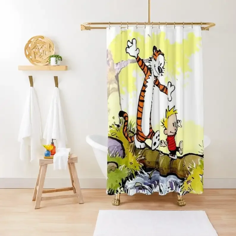 Shower Curtain Bill Watterson Bathroom Art Cartoon Unique Gift