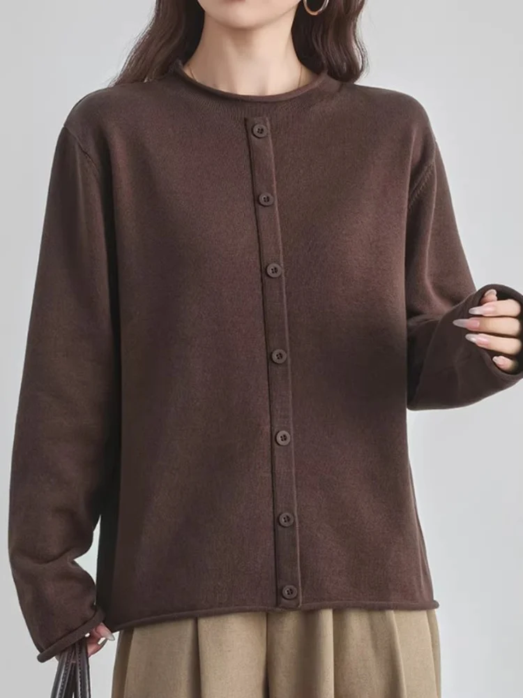 Sweter damski z dzianiny z czystej bawełny, zapinany na guziki, uniwersalny, ciepły, idealny jako warstwa bazowa.