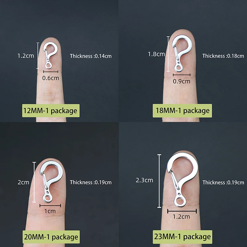 1 قطعة صغيرة صغيرة 12 مللي متر إلى 23 مللي متر 316 الفولاذ المقاوم للصدأ الربيع المفاجئة هوك الإفراج السريع حلقة تسلق المشبك في الهواء الطلق فوب EDC أداة حلقة رئيسية #5