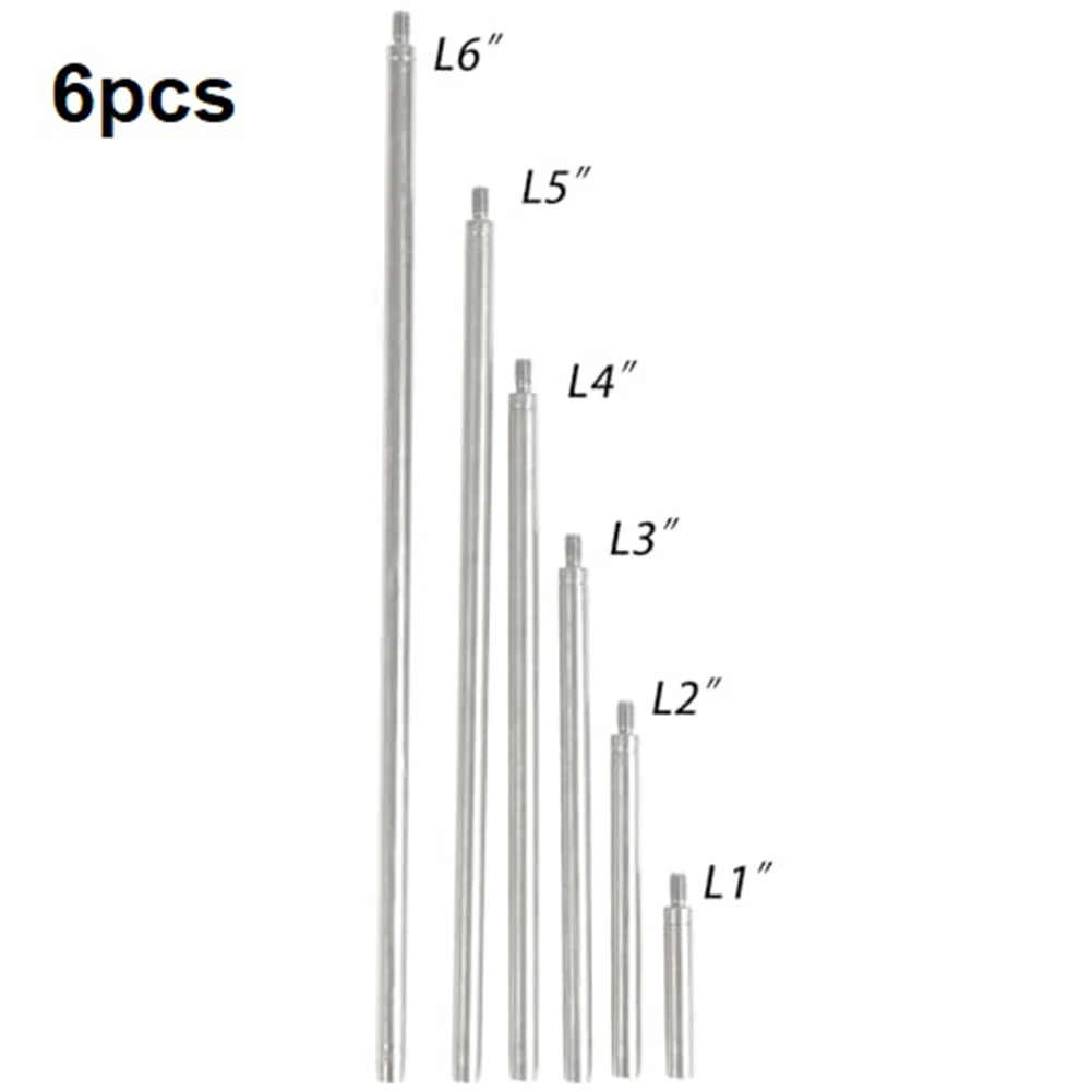 6pcs Stainless Steel Extension Legs For Indicator Extension Stem Rods For Dial Indicators Probe Connecting Rod M2.5 1-6inch