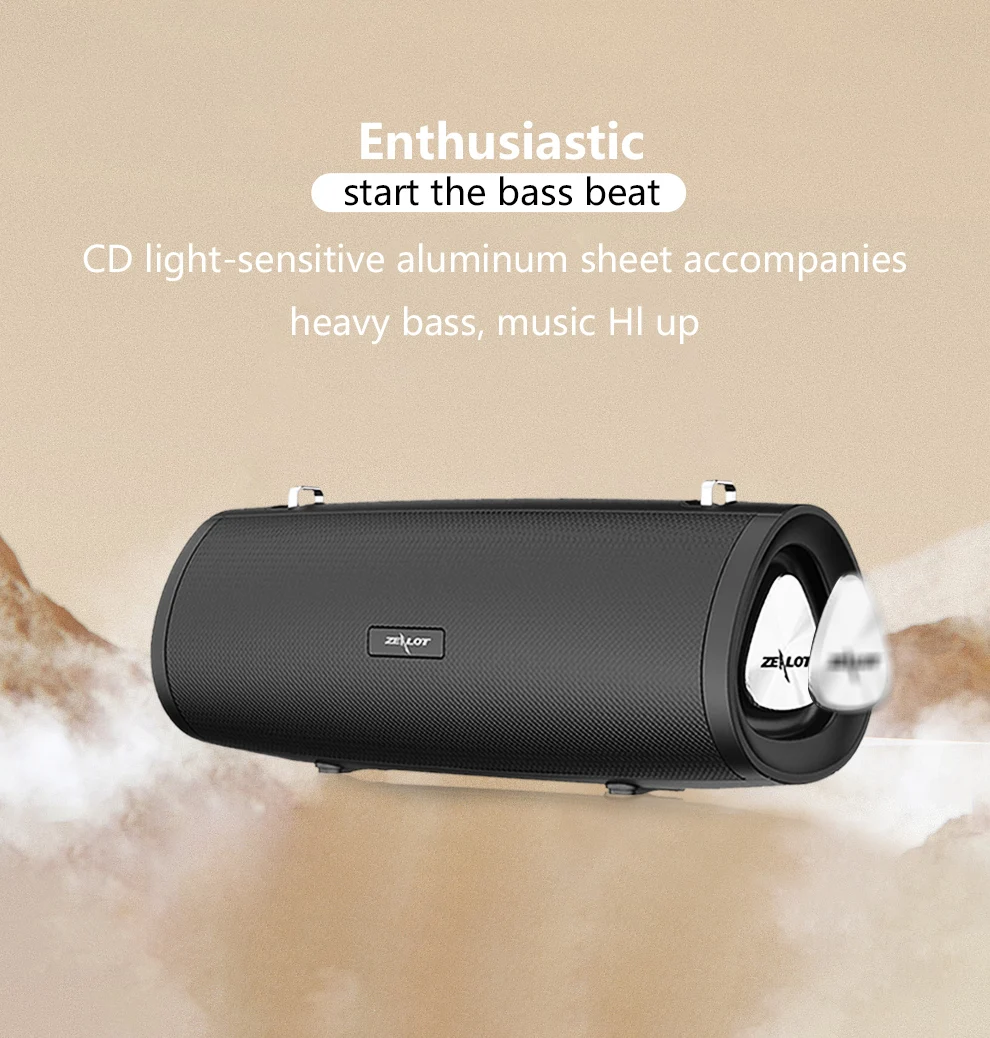 ZEALOT-S38 Tragbarer kabelloser Lautsprecher, Outdoor-Bluetooth-Subwoofer-Lautsprecher 20W, HiFi-Klangqualität, RGB-Beleuchtung, 24 Stunden Spielzeit – Detail 12