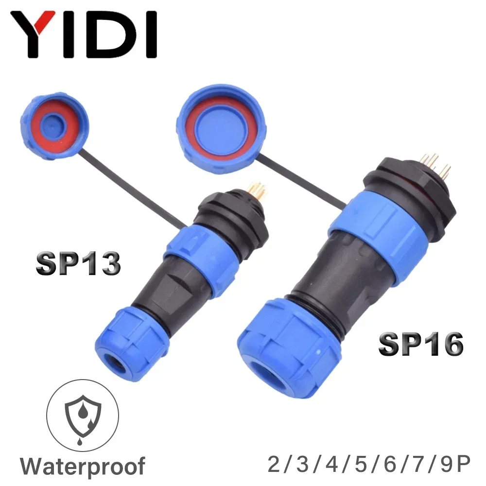 SP13 SP16 Wasserdichter Luftfahrt-Kabelsteckverbinder Elektrischer 2 3 4 5 6 7 9 Pin Einbaustecker Buchse mit Rückmutter