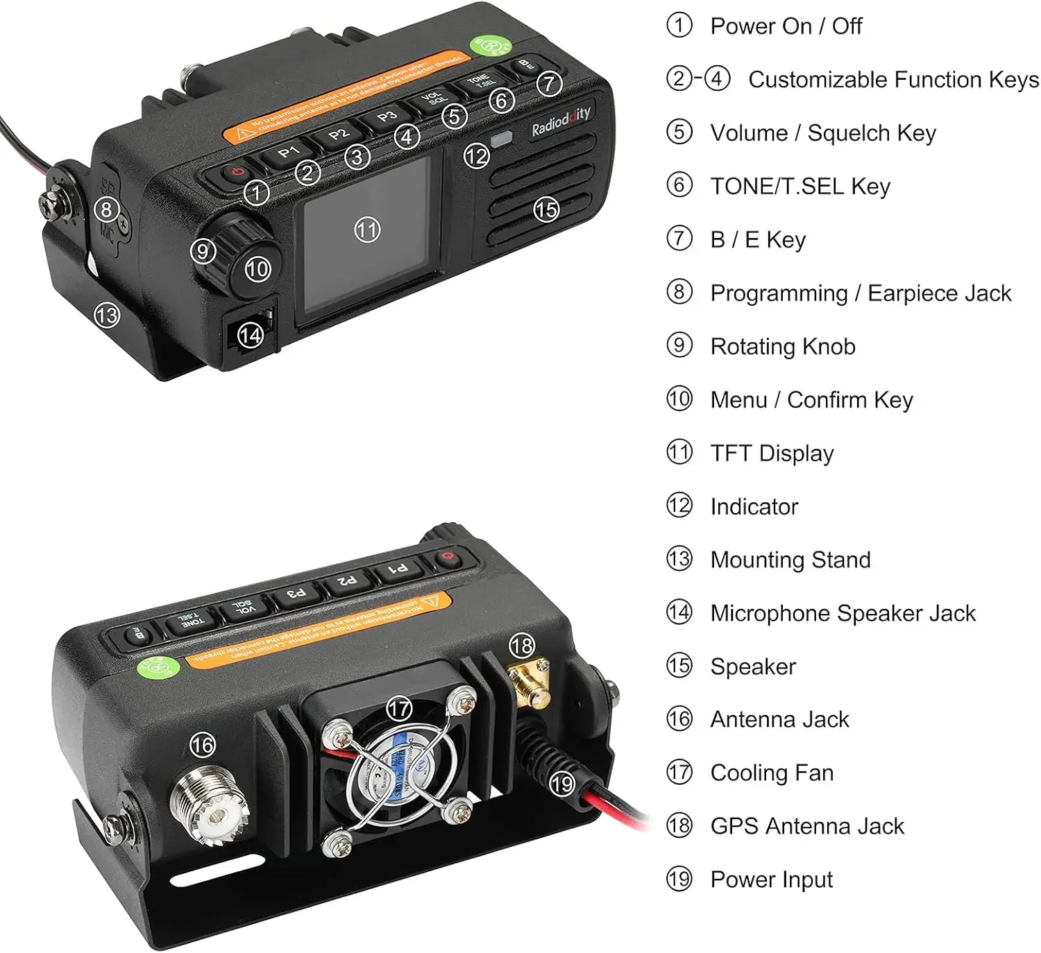 DB25-D Dual Band DMR Mobile Radio 20W VHF UHF Digital Transceiver with GPS APRS 4000CH 300,000 Contacts Dual Time