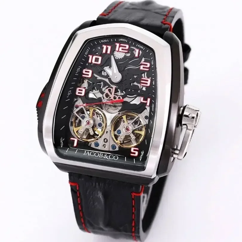 Reloj de pulsera mecánico de doble crucero, Tourbillon, impermeable, completamente automático, 100M, nuevo