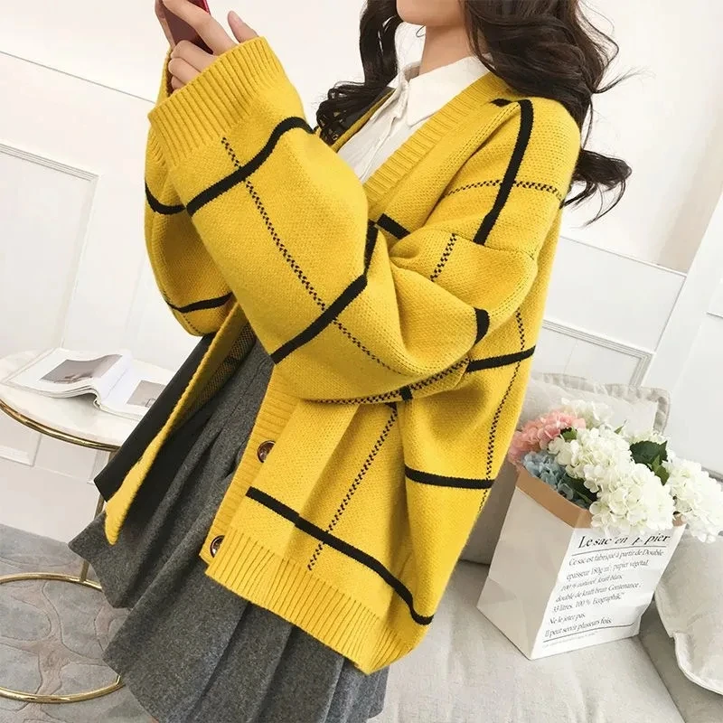 2023 autunno inverno nuovo maglione moda coreana sciolto Casual Oversize maglie manica lunga lavorato a maglia signora abbigliamento cardigan per le