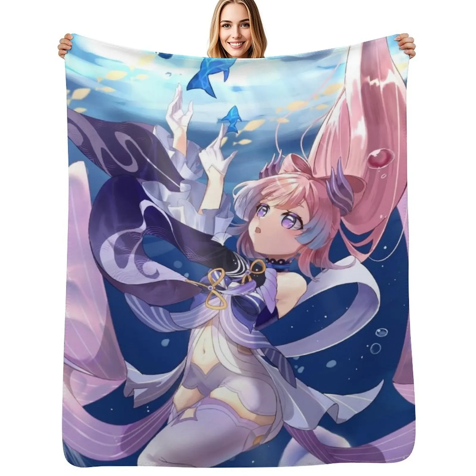 

Sangonomiya Kokomi Throw Blanket Year Round Soft Comfortable Blanket for Home