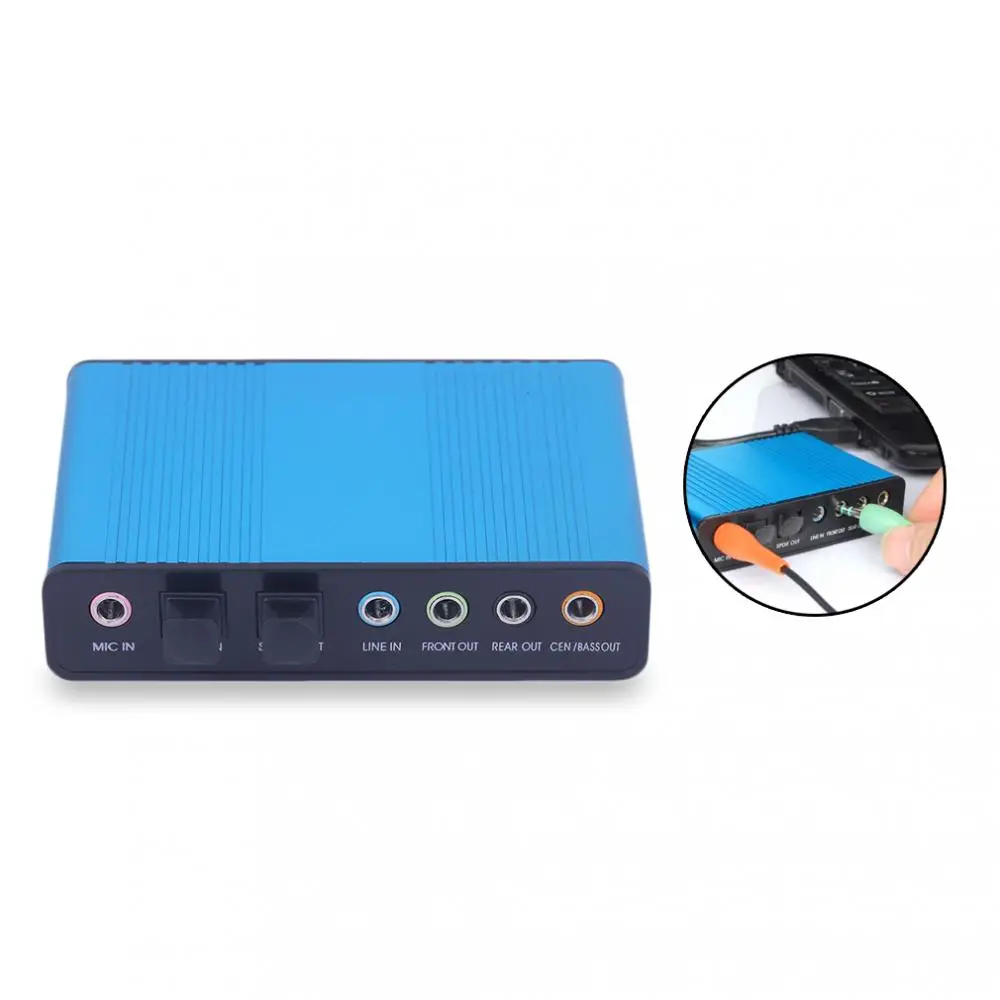 Audiod USB 6 Channel 5.1 / 7.1 Surround External Sound Card PC Laptop Desktop Tablet Audio Optical Adapter Card Recording K Song