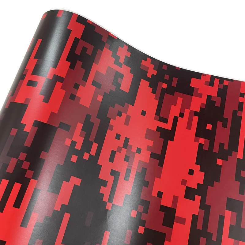 Premium Camouflage Black Red Digital Vinyl Wrap Film Roll DIY Self Adhesive Decal Car Wrapping Foil with Air Release