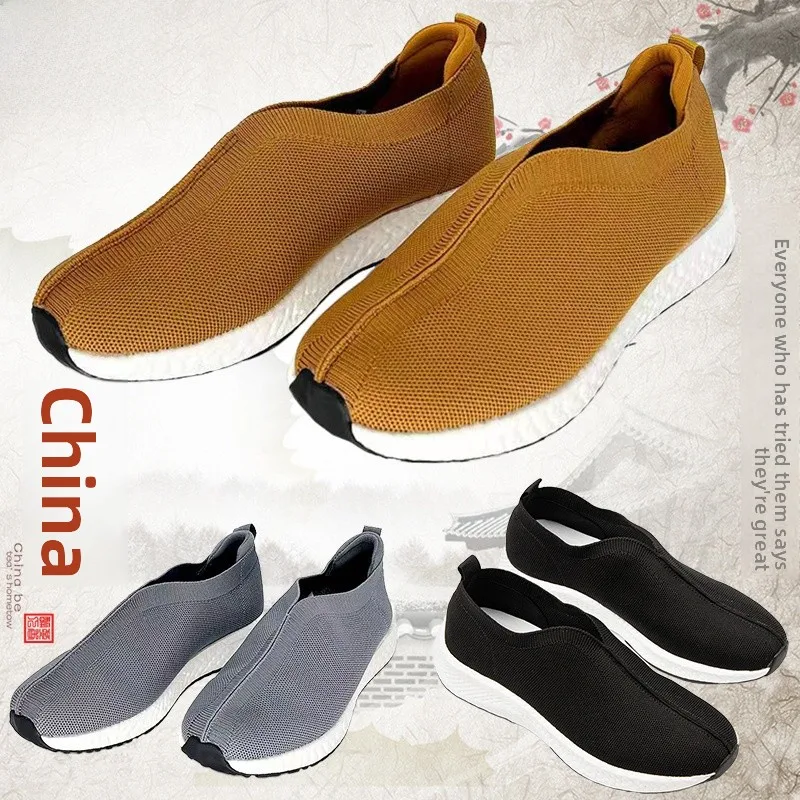 

Men's Monk Shoes Soft Bottom Flat Footwear for Monastic Use Spring Autumn Winter Casual Comfortable Breathable Fabric Slip-On