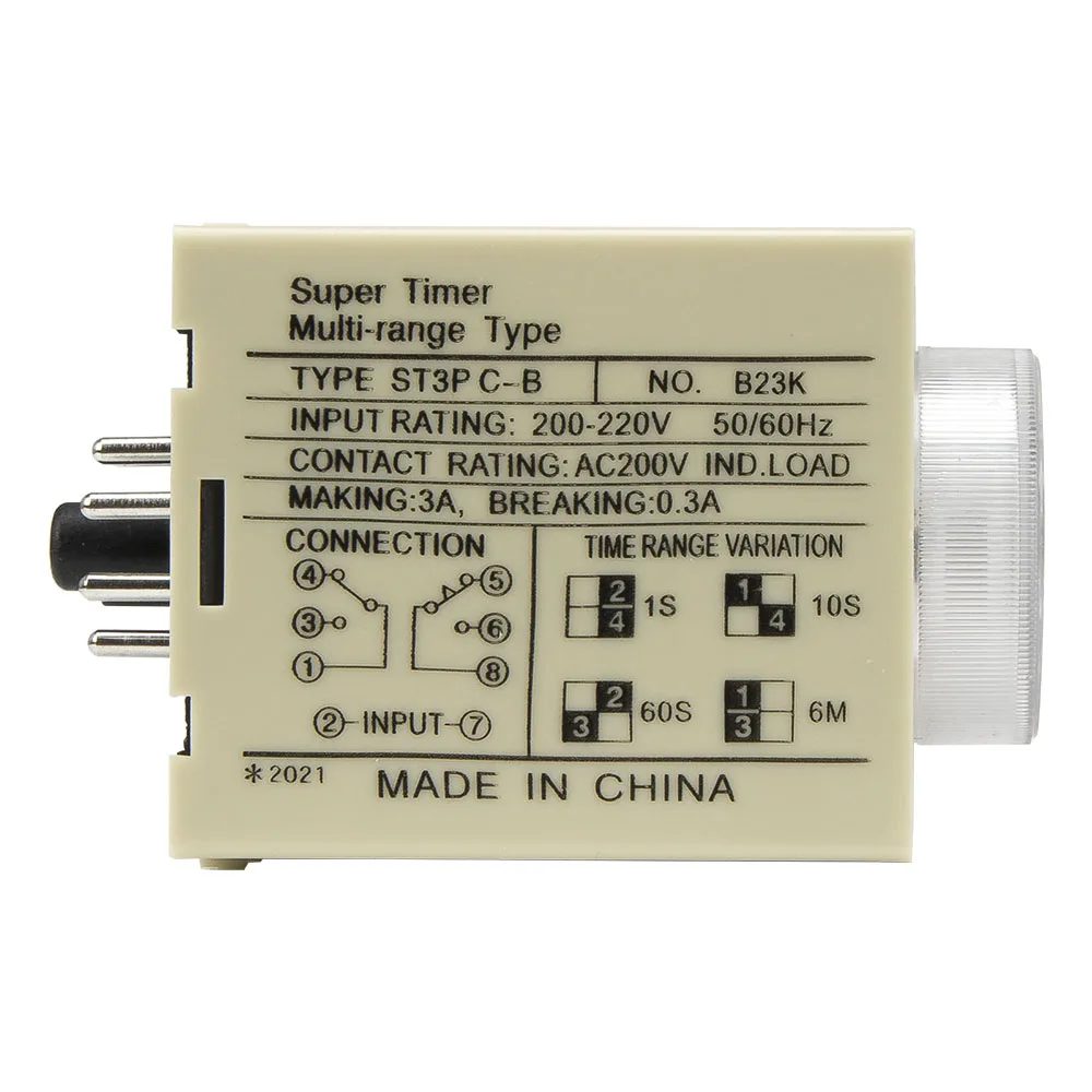 ST3PC-B time relay ST3PC series AC 220V 110V 380V AC/DC 24V 12V timer delay time 1s/10s/60s/6min