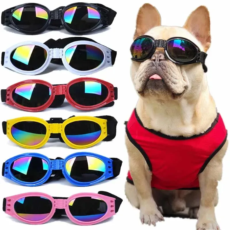 pet Dog Sunglasses Foldable Adjustable Collapsible Padded UV Protection Sunglasses Pet Accessories Motorcycle Glasses