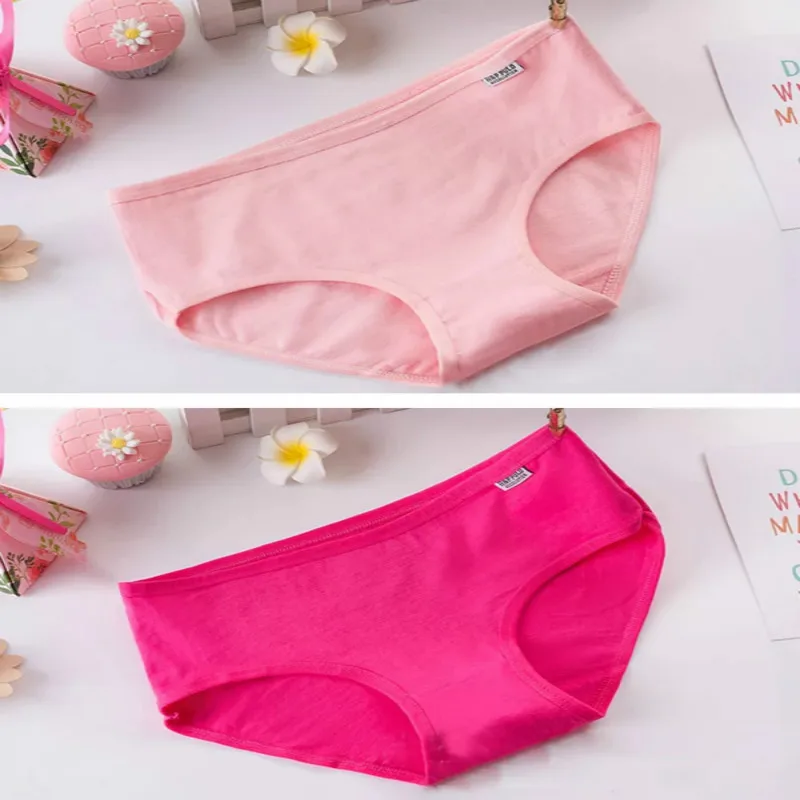 4 Pcs/Lot Floral Children Girl Solid Short Panties Kids Underwear Briefs Soft Cotton Underpants