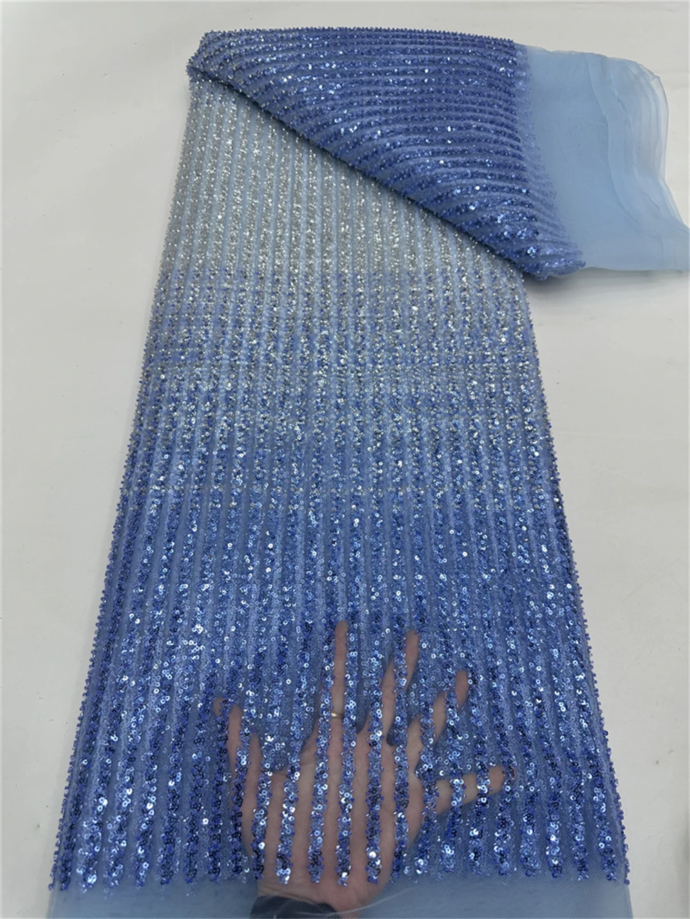 Luxury African Beaded 2025 High Quality Nigerian Sequins With Pearl Lace French Tulle Lace Fabric For Party Dress Sewing