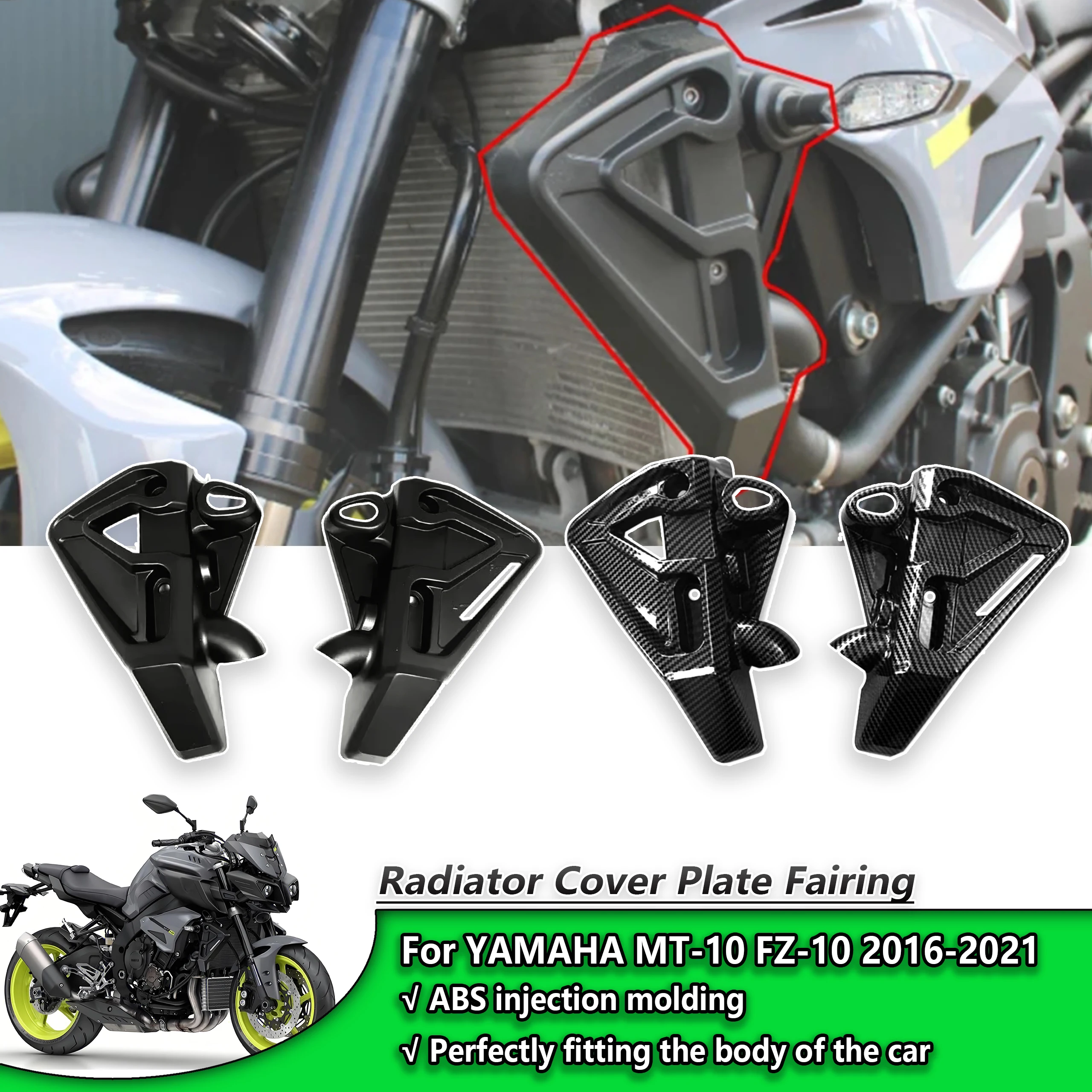 Carenado de cubierta lateral de radiador de motocicleta para Yamaha MT-10 MT10 FZ-10 mt10 fz10 2016 2017 2018 2019 2020 Kit de Panel protector de refrigeración